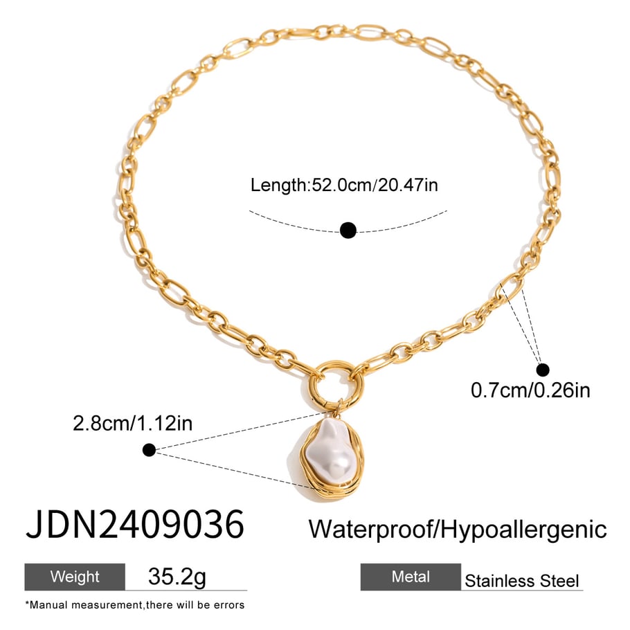 1 Piece Classic Series Elegant Geometric Stainless Steel 18K Gold Plated Artificial Pearl Women Pendant Necklaces Picture2