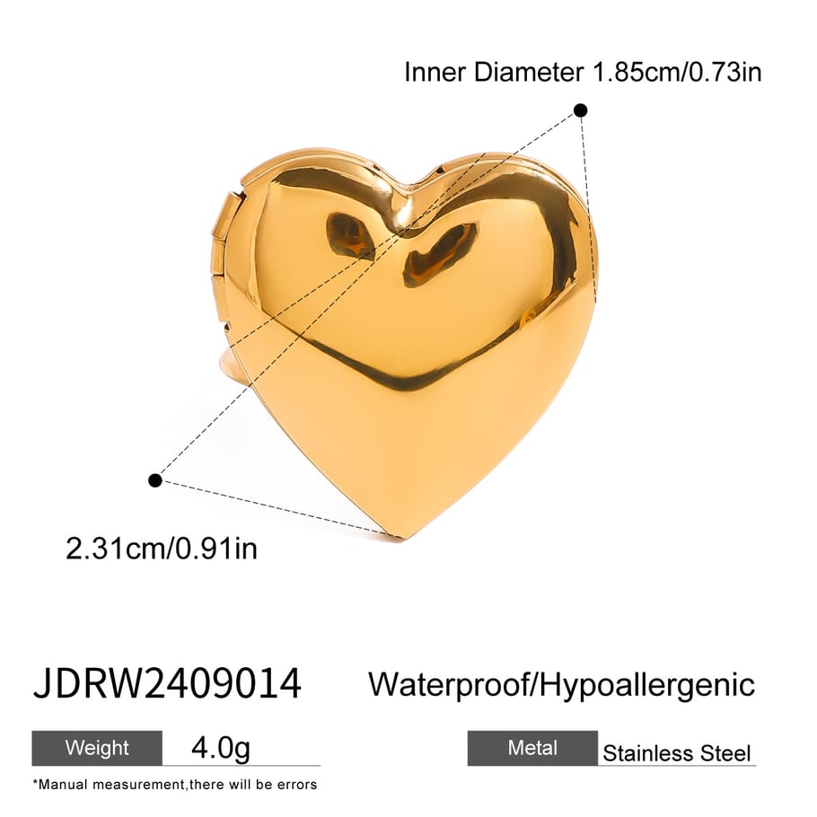 1 Paar Simple Series Sweet Heart Edelstahl 18 Karat vergoldete verstellbare Damenringe Bild2