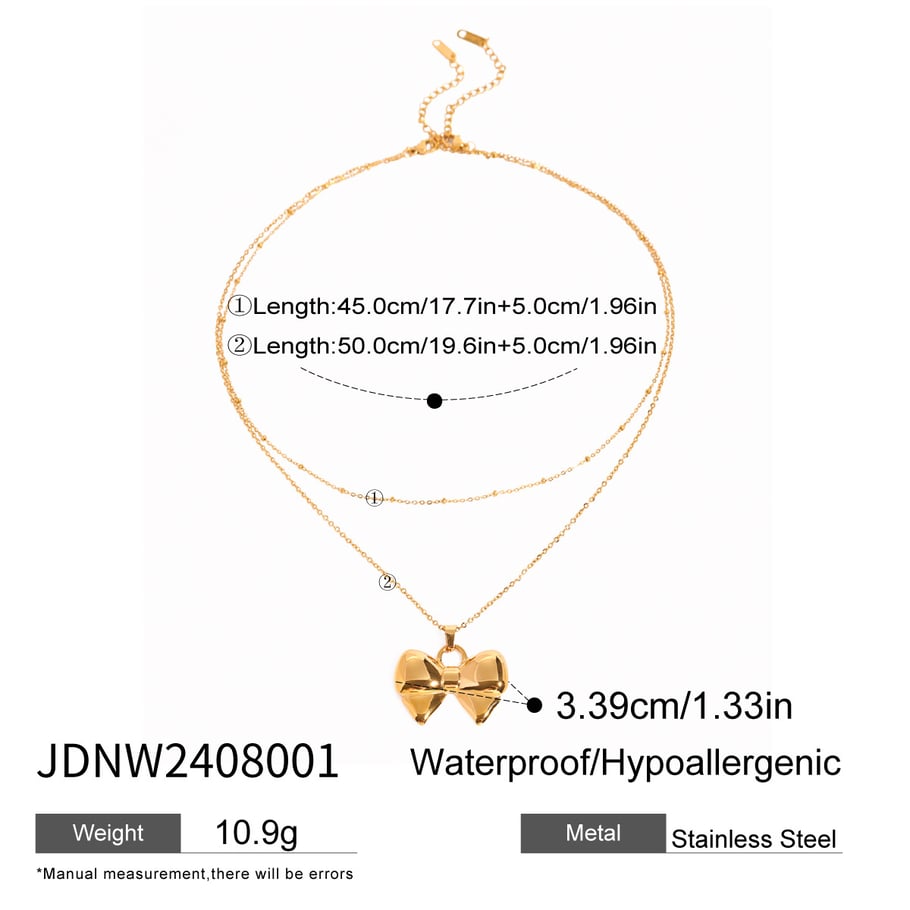 1 Piece Simple Series Sweet Bow Knot Stainless Steel 18K Gold Plated Women Layered Necklaces Picture2