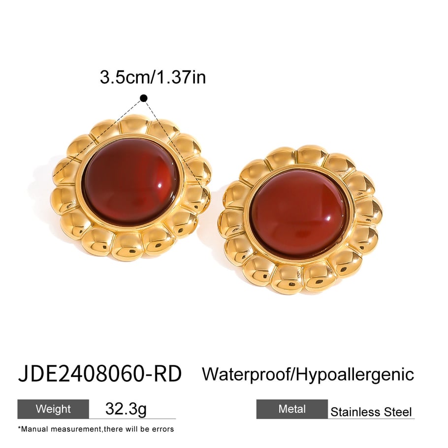 1 Pair Simple Series Retro Flower Stainless Steel 18K Gold Plated Women Stud Earrings Picture2
