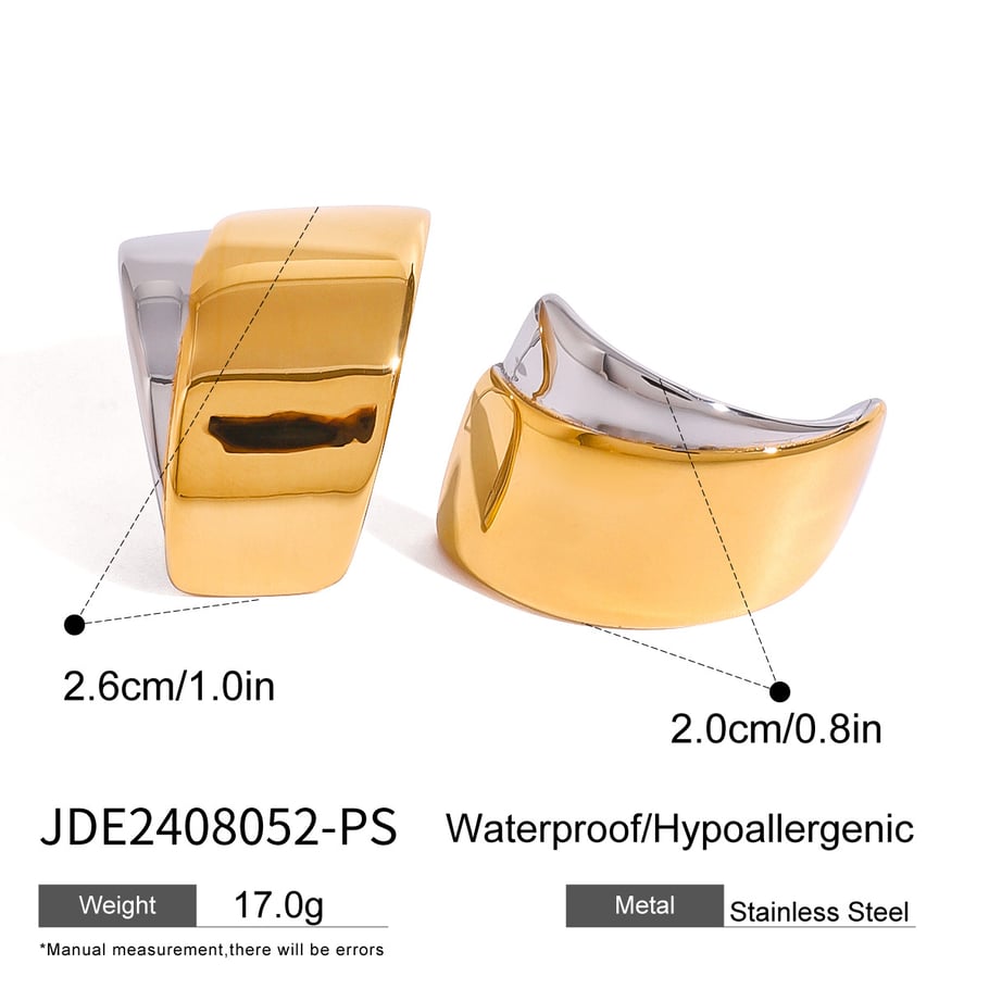 1 Pair Simple Series Casual Geometric Stainless Steel 18K Gold Plated Women Stud Earrings Picture2