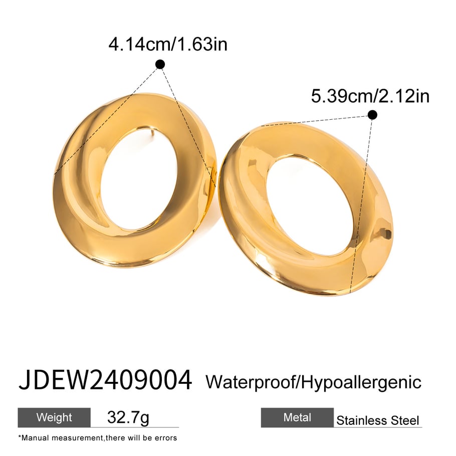 1 Pair Simple Series Daily Geometric Stainless Steel 18K Gold Plated Women Stud Earrings Picture2