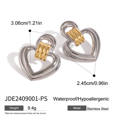 1 pair simple series sweet heart stainless steel  gold plated women stud earrings h5 Picture2