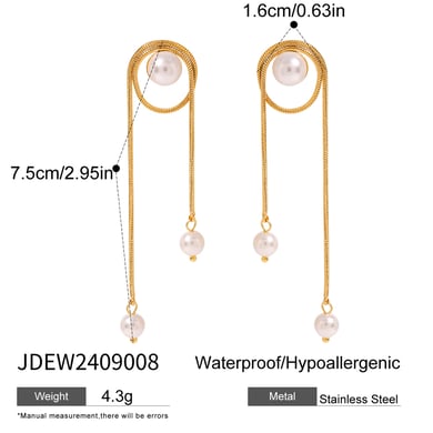 1 Pair Simple Series Elegant Geometric Stainless Steel 18K Gold Plated Artificial Pearl Women Stud Earrings h5 Picture2