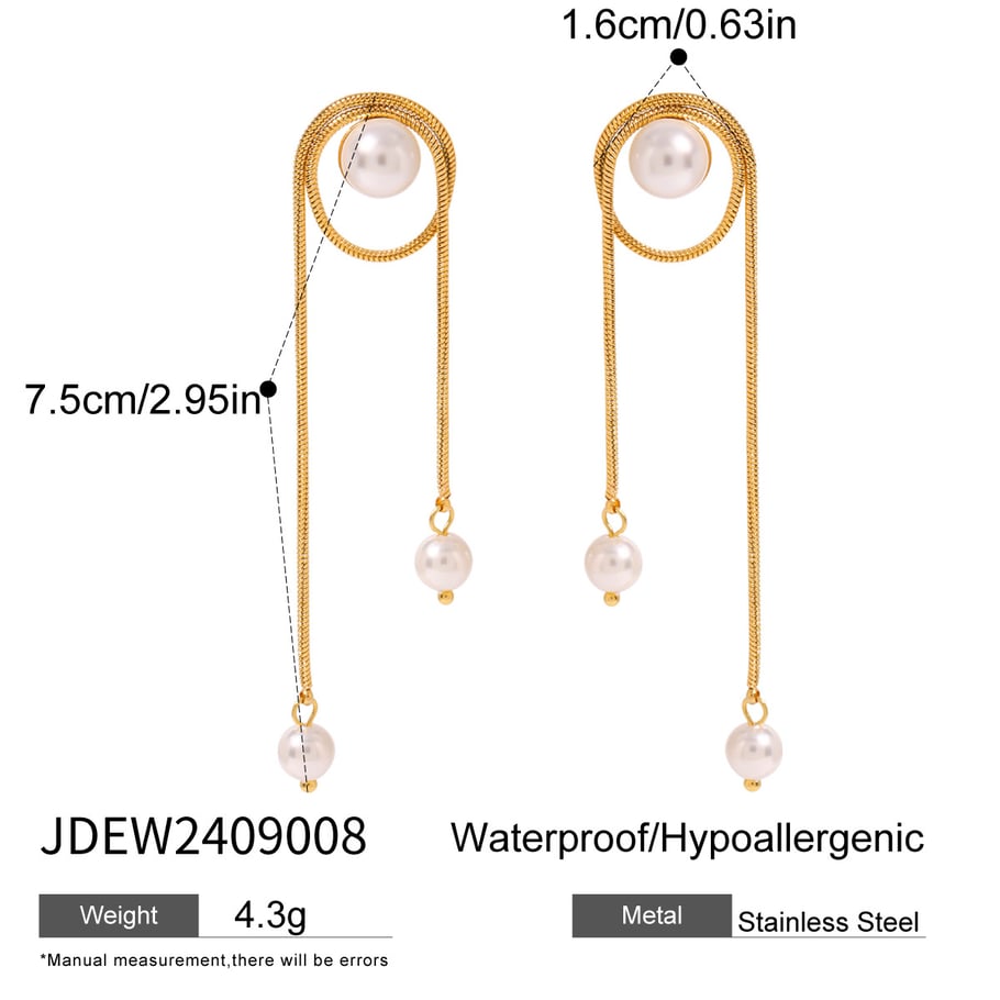 1 Pair Simple Series Elegant Geometric Stainless Steel 18K Gold Plated Artificial Pearl Women Stud Earrings Picture2