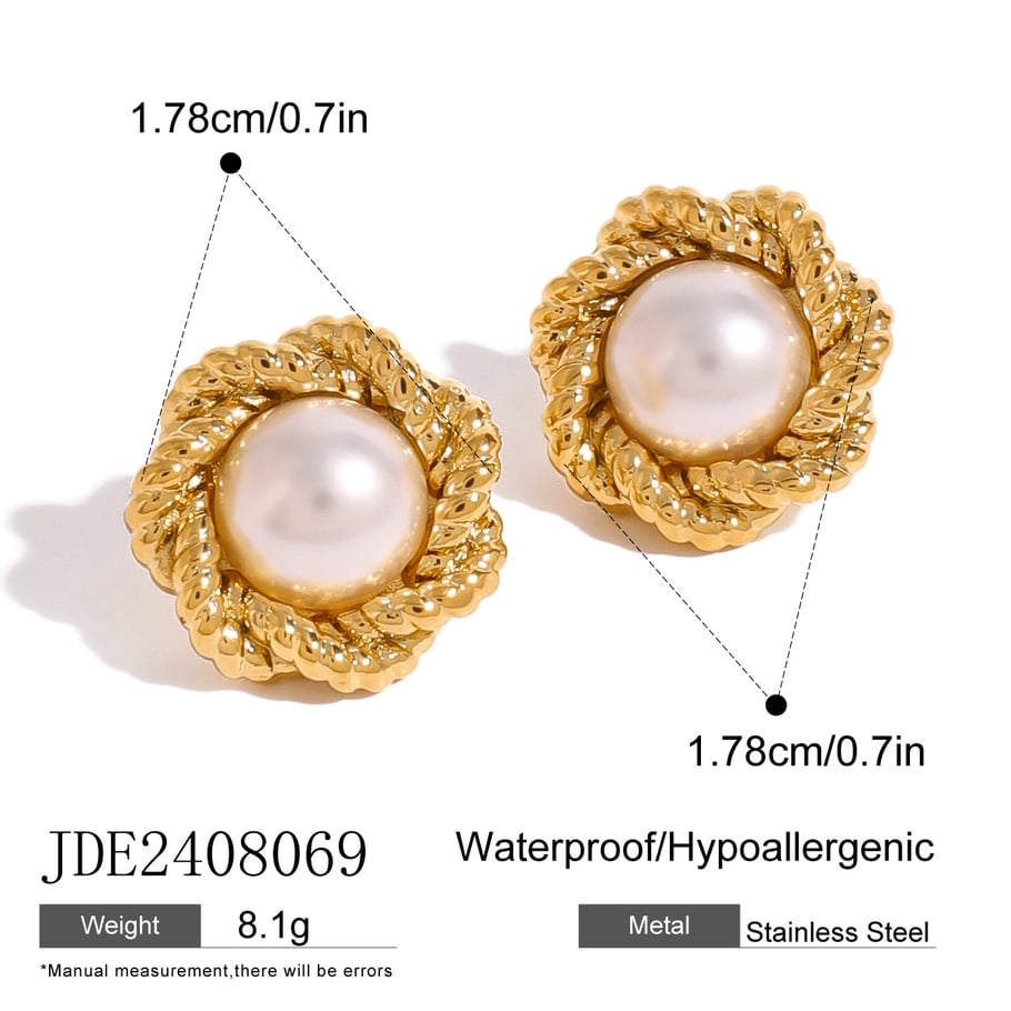 1 Pair Classic Series Elegant Flower Stainless Steel 18K Gold Plated Women Stud Earrings Picture2