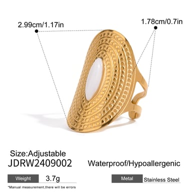 1 Paar Simple Series Klassische geometrische Edelstahl 18 Karat vergoldet Naturstein Damen verstellbare Ringe h5 Bild2