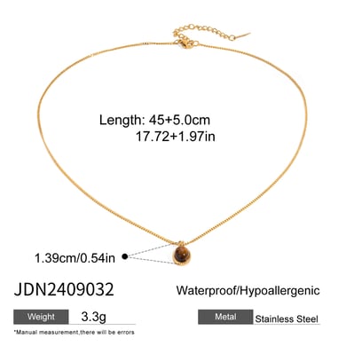 1 Stück Simple Series Tägliche geometrische Edelstahl 18 Karat vergoldet Naturstein Damen Anhänger Halsketten h5 Bild2