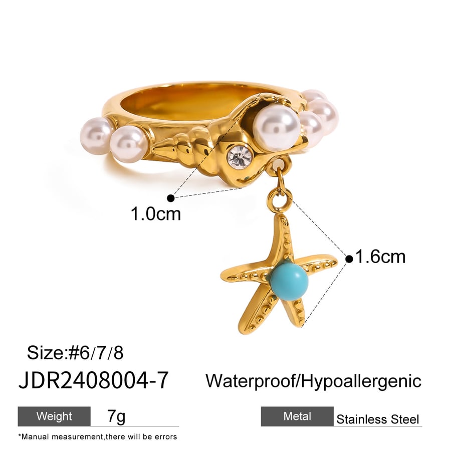 1 Paar Ethnische Serie Retro Schildkröte Edelstahl 18K vergoldet künstliche Perle Frauen Einzelringe Bild2