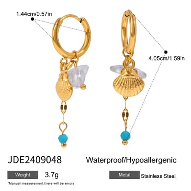1 paio di orecchini pendenti da donna in acciaio inossidabile placcato oro 18 carati, modello semplice, casual, a forma di tartaruga h5 Immagine2