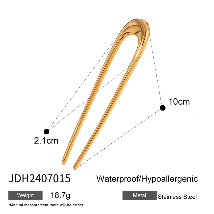 1 Pair Simple Series Casual Geometric Stainless Steel 18K Gold Plated Women Hair Clips Picture2