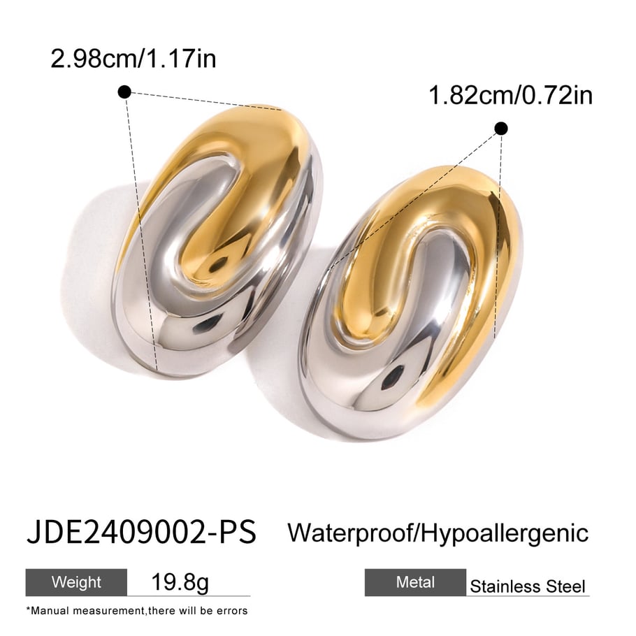 1 pair simple series simple geometric stainless steel  gold plated women stud earrings Picture2