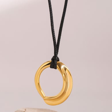 1 Stück Simple Series Casual Geometric Edelstahl 18 Karat vergoldet Damen Anhänger Halsketten h5 