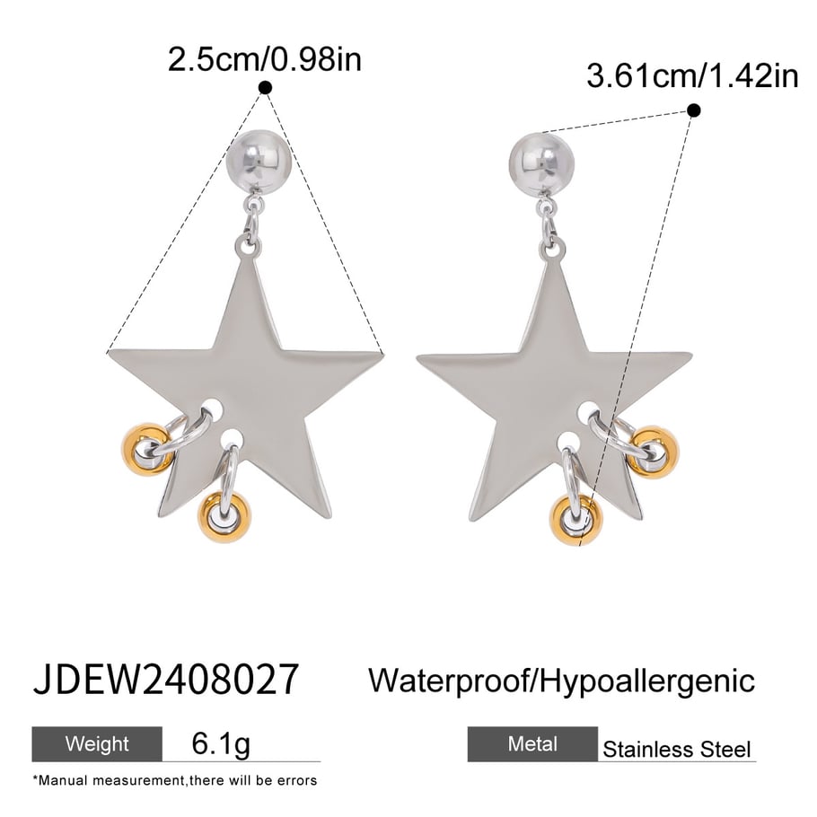 1 Pair Simple Series Classic Geometric Stainless Steel 18K Gold Plated Women Drop Earrings Picture2