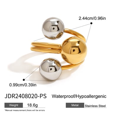 1 Pair Simple Series Classic Geometric Stainless Steel 18K Gold Plated Women Adjustable Rings h5 Picture2