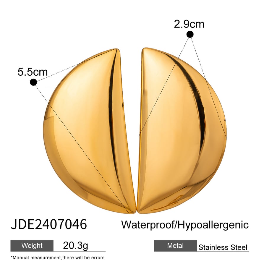 1 Pair Simple Series Casual Sun/Moon Stainless Steel 18K Gold Plated Women Stud Earrings Picture2