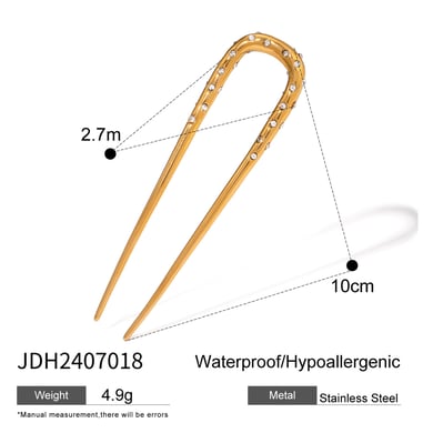 1 Paar Simple Series Casual Geometric Edelstahl 18K vergoldet Zirkon Damen Haarspangen h5 Bild2