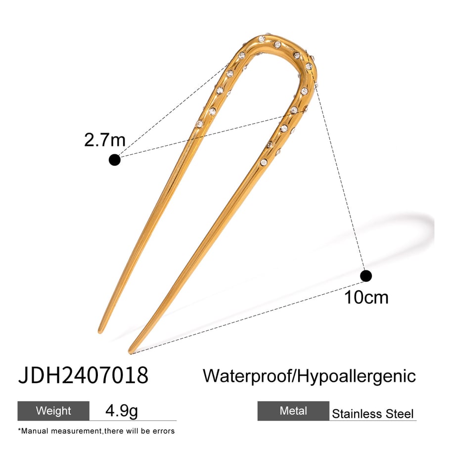 1 Paar Simple Series Casual Geometric Edelstahl 18K vergoldet Zirkon Damen Haarspangen Bild2