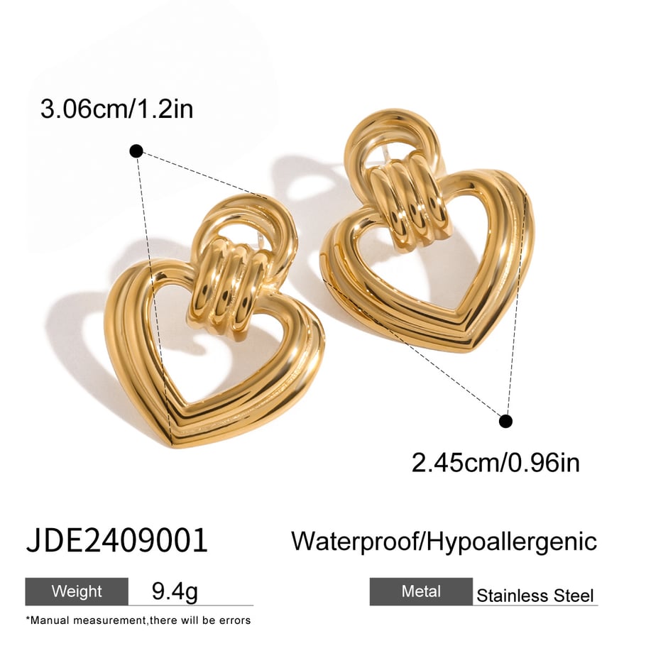 1 Paar Simple Series Sweet Heart Edelstahl 18 Karat vergoldete Damen-Ohrstecker Bild2
