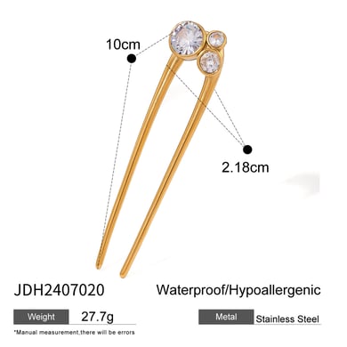 1 Paar Simple Series Süße geometrische Edelstahl 18K vergoldet Zirkon Damen Haarspangen h5 Bild2