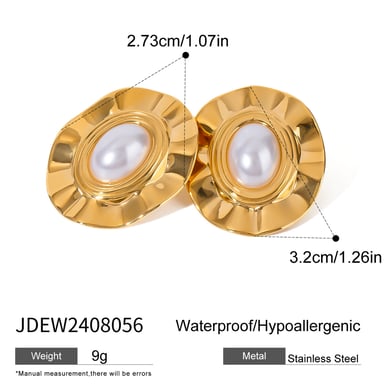 1 Pair Classic Series Retro Geometric Stainless Steel 18K Gold Plated Women Stud Earrings h5 Picture2