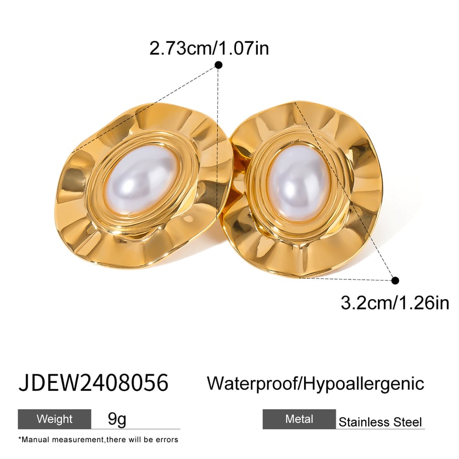 1 Pair Classic Series Retro Geometric Stainless Steel 18K Gold Plated Women Stud Earrings Picture2