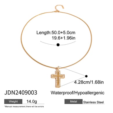 1 Piece Ethnic Series Classic Cross Stainless Steel 18K Gold Plated Zircon Women Pendant Necklaces h5 Picture2