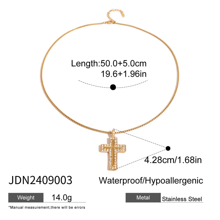 1 Piece Ethnic Series Classic Cross Stainless Steel 18K Gold Plated Zircon Women Pendant Necklaces Picture2