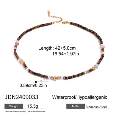 1 Stück Klassische Serie Elegante Perlen Edelstahl 18 Karat vergoldet Naturstein Damen Perlenketten h5 Bild2