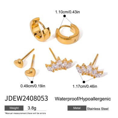 1 Paar Simple Series Sweet Heart Edelstahl 18 Karat vergoldet Zirkon Damen Ohrringe Set h5 Bild2
