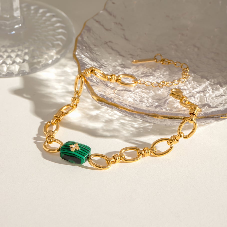 1 Piece Ethnic Series Elegant Geometric Stainless Steel 18K Gold Plated Women Charm Bracelets 