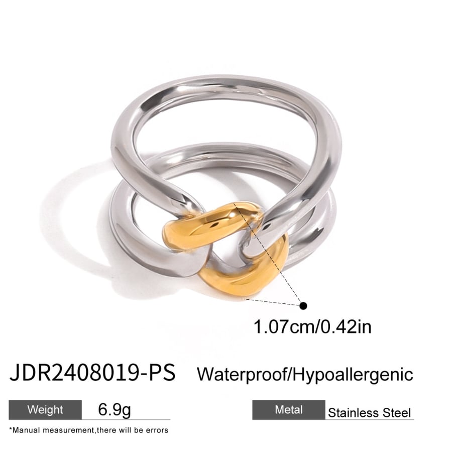 1 Paar Simple Series Simple Twist Edelstahl 18 Karat vergoldet Damen Einzelringe Bild2