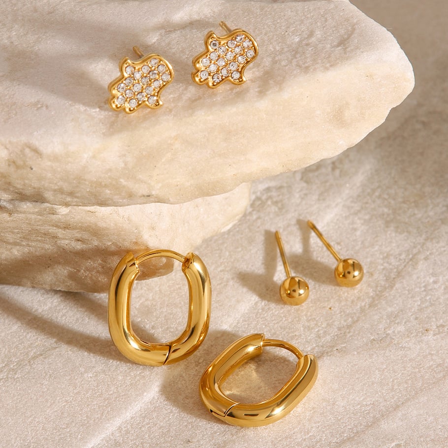 1 Paar Simple Series Casual Geometric Edelstahl 18 Karat vergoldet Damen Ohrringe Set 