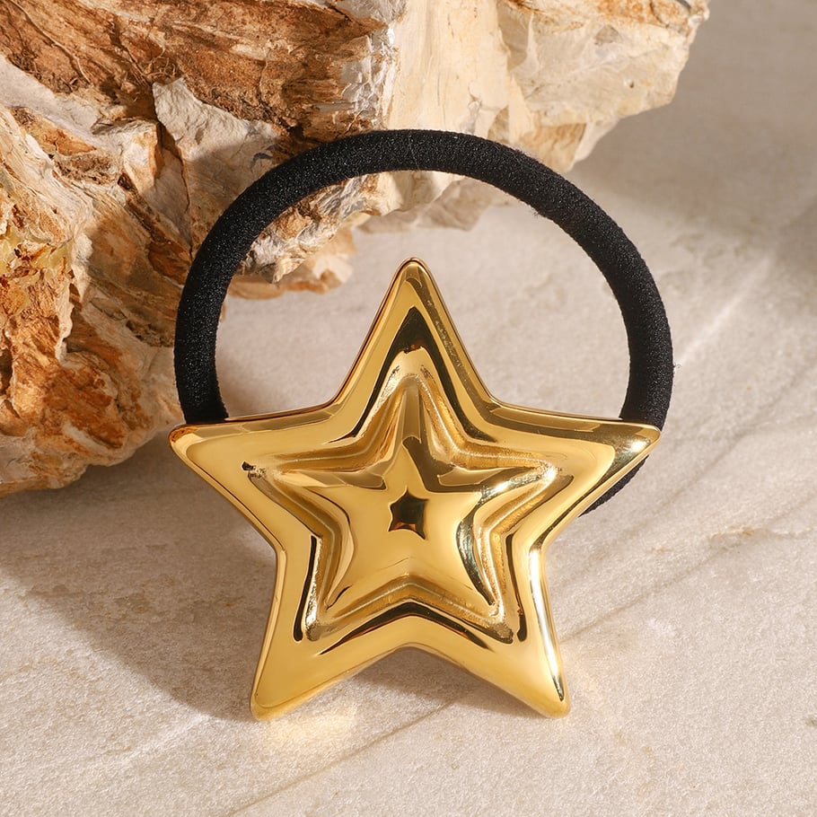 1 Pair Simple Series Classic Geometric Stainless Steel 18K Gold Plated Women Hair Bobbles 