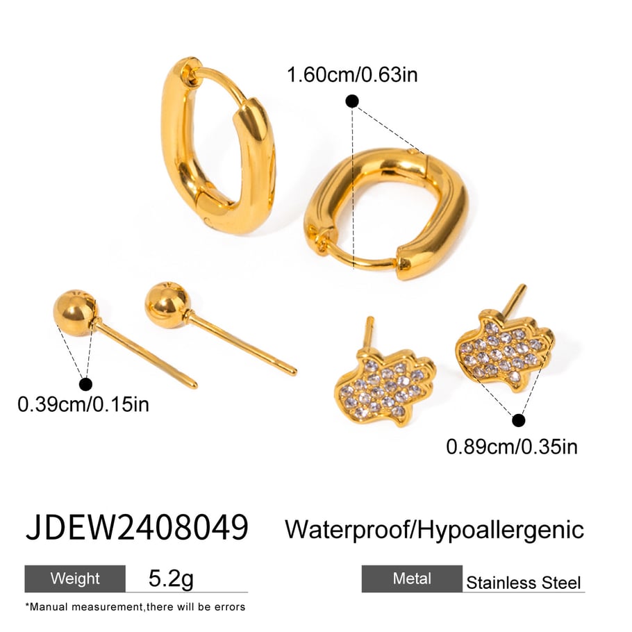 1 Paar Simple Series Casual Geometric Edelstahl 18 Karat vergoldet Damen Ohrringe Set Bild2