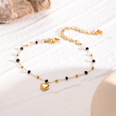 1 Piece Simple Series Sweet Heart Stainless Steel 18K Gold Plated Crystal Women Charm Bracelets h5 