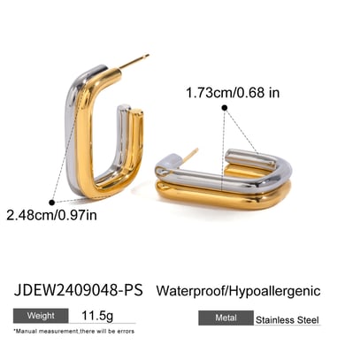 1 Pair Simple Series Casual Geometric Stainless Steel 18K Gold Plated Women Hoop Earrings h5 Picture2