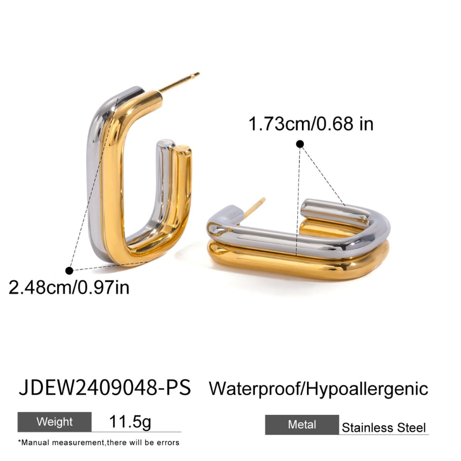 1 Pair Simple Series Casual Geometric Stainless Steel 18K Gold Plated Women Hoop Earrings Picture2