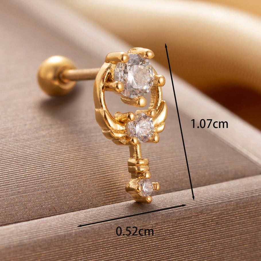 1 Paar Simple Series Simple Heart Titanstahl Kein Beschichtungsmaterial Zirkon Damen Ohrstecker Bild2