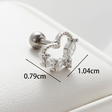 1 Pair Simple Series Simple Heart Titanium Steel No Plating Material Zircon Women Stud Earrings h5 Picture2
