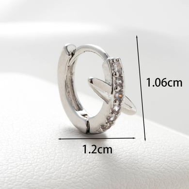 1 pieza de aretes de aro de acero de titanio redondos simples chapados en Color dorado de 18 quilates con circonita para mujer h5 Imagen3