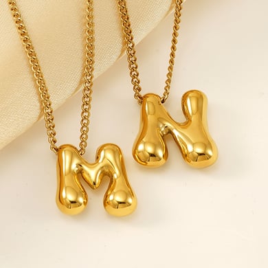 1 Stück Simple Series Daily Letter Titanstahl 18 Karat vergoldete Unisex-Anhängerketten h5 Bild2