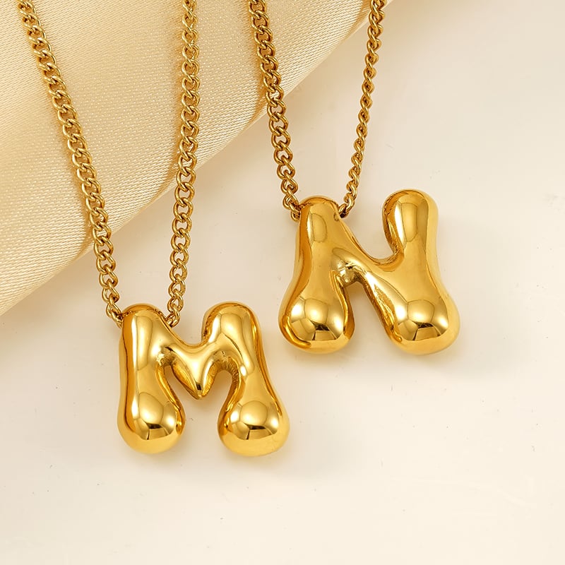 1 Stück Simple Series Daily Letter Titanstahl 18 Karat vergoldete Unisex-Anhängerketten Bild2