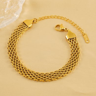 1 Piece Classic Series Retro Titanium Steel 18K Gold Plated Unisex Chain Bracelets h5 