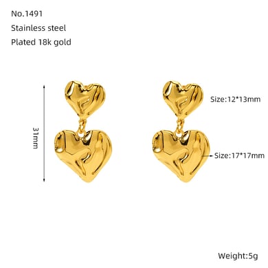 1 Paar Simple Series Daily Heart Edelstahl 18 Karat vergoldete Damen-Ohrstecker h5 Bild2