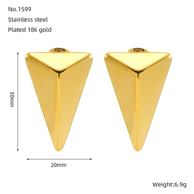 1 Pair Simple Series Simple Titanium Steel 18K Gold Plated Women Stud Earrings h5 Picture2