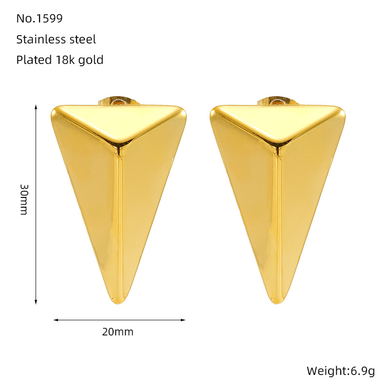 1 Pair Simple Series Simple Titanium Steel 18K Gold Plated Women Stud Earrings Picture2