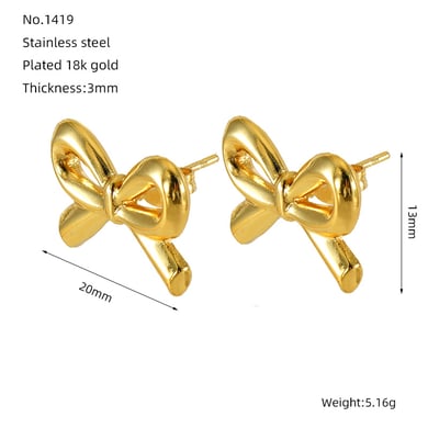 1 Paar Simple Series Daily Bow Knot Edelstahl 18 Karat vergoldete Damen-Ohrstecker h5 Bild2