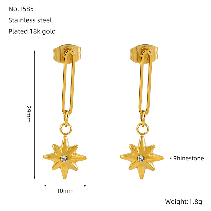 1 Paar Simple Series Klassische Ohrstecker aus Edelstahl mit 18 Karat vergoldetem Zirkonia für Damen Bild2