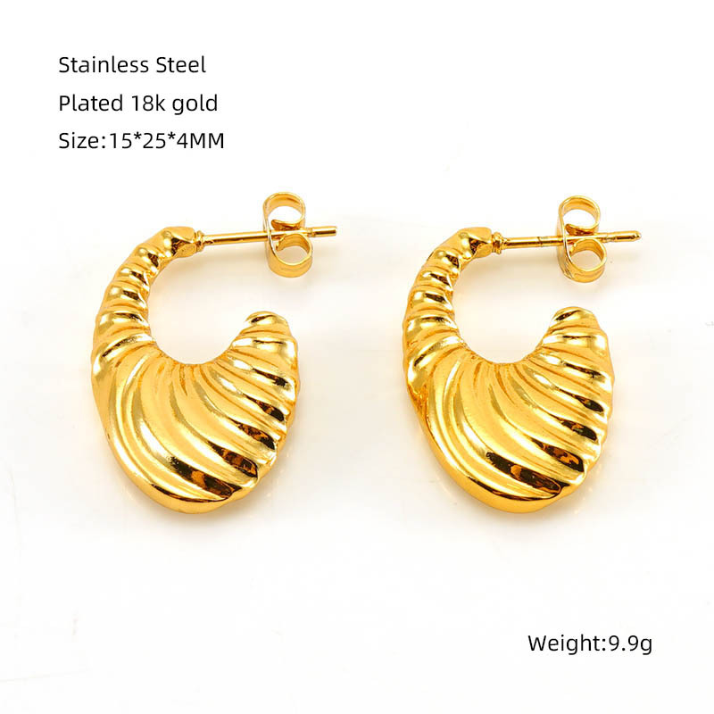 1 pair simple series simple geometric  gold plated women stud earrings Picture2